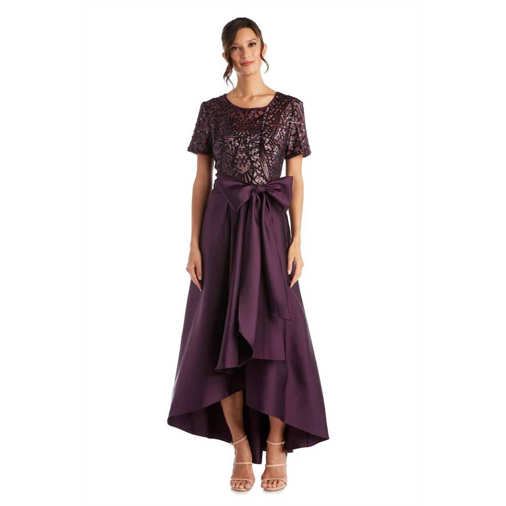 NEW R&M RICHARDS high low cocktail evening dress in plum
